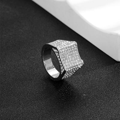 China Hiphop Wholesale Customize Square Rings Hip Hop Diamond Fashion Vintage Jewelry Rings For Man Women for sale