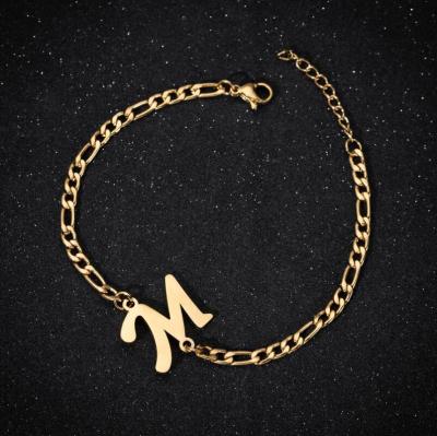 China Gold Color Cute A-Z 26 Letters Stainless Steel Anklet Chain Fashion Foot Jewelry Gift English Dangling Anklets for sale