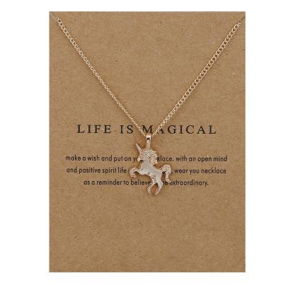 China Unicorn Pendants 2 Design Fashion Jewelry Gift Unicorn Pendants Alloy Necklace With Card Package for sale