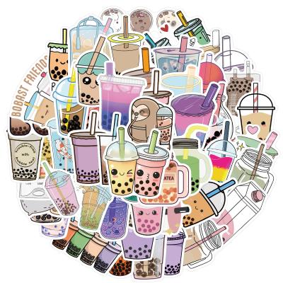 China 50pcs/bag Removable Waterproof PVC Vinyl Bubble Milk Tea Stickers Cute Kawaii Stickers for sale