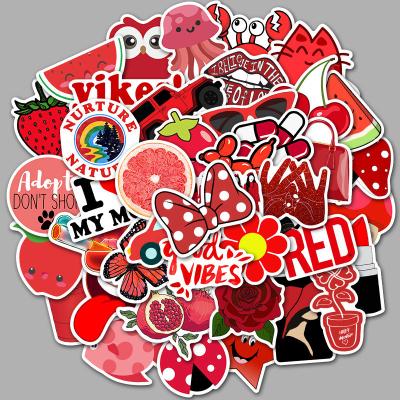 China Girl Stickers 50pieces/bag PVC Waterproof Stickers Small Series Decorative Red Cool Stickers for sale