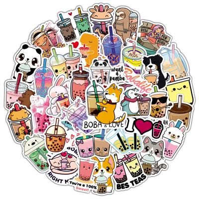 China 47pcs/bag Removable Waterproof Outdoor PVC Vinyl Bubble Milk Tea Stickers Cute Kawaii Stickers for sale