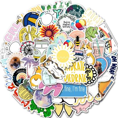 China Hot selling INS decorative style sticker 50pcs/bag Amazon suitcase stickers waterproof graffiti suitcase stickers for sale