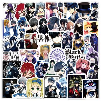 China Hot Selling PVC Anime Luggage Butler Japanese Cartoon Car Black Laptop Decorative Sticker Cartoon Sticker Waterproof PVC Stickers for sale