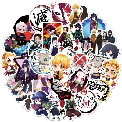 China 50pcs Cartoon Sticker Anime Demon Slayer Kimetsu No Yaiba Sticker Skateboard Luggage Motorcycle Guitar Kid Boy Waterproof PVC Sticker for sale