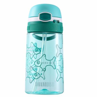 China Hot Selling Viable Unique Design Kids Bouncing Lid Tritan Plastic 350ml Water Bottle With Straw Portable Ring for sale