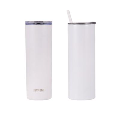 China Disposable Cheap Price Tumbler 600ml Sublimation Blanks Double Wall 18/8 Steel Thermo Tumbler With Straw for sale