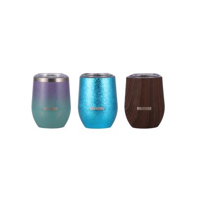 China Amazone Thermoses 350ML Disposable Promotional Double Wall Stainless Steel Vacuum Insulated Wine Tumbler With Lid for sale