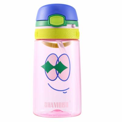 China New Arrival Sustainable Latest Design Kids Plastic 350ml Tritan Water Bottle With Straw And Portable Ring for sale