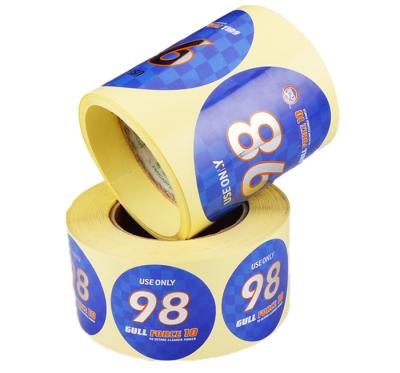 China Printing manufacturer supplying custom logo silver PET PE vinyl round label rolls for sale