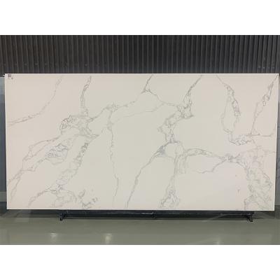 China Calacatta White Quartz New Product Modern Shiny Polished Vein Quartz Stone Countertops for sale