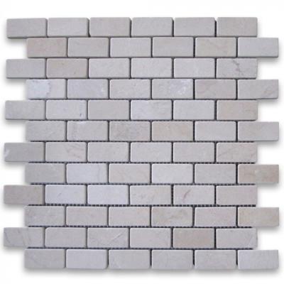 China Modern Medium Crema Marfil 1x2 Brick Mosaic Tile Tumbled for sale