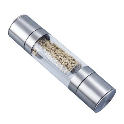 China Double Head Viable 2 in 1 Salt and Pepper Grinder Spice Grinder Mill Stainless Steel Shaker Mill for sale