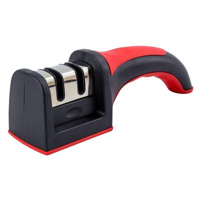 China Viable Manual Kitchen Knife Sharpening Tool Tungsten Ceramic Hand Held Knife Sharpener 2 Stage for sale