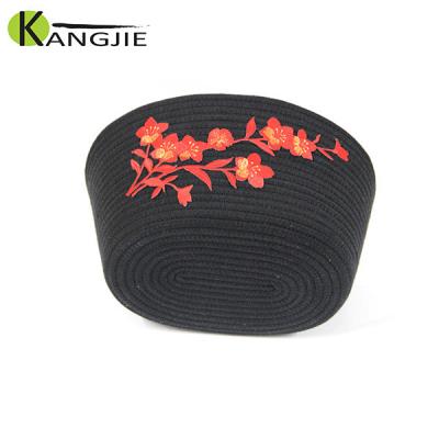 China Sustainable Handmade Handmade Cotton Rope Storage Round Round Basket for sale