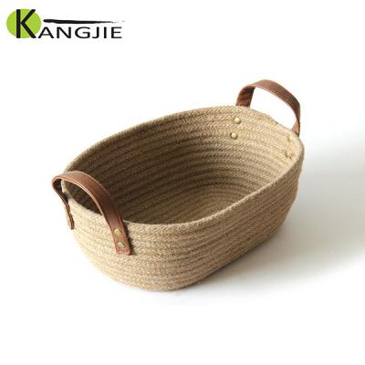 China Eco - Friendly Useful Sustainable Storage Rope Washable Jute Bread Basket for sale