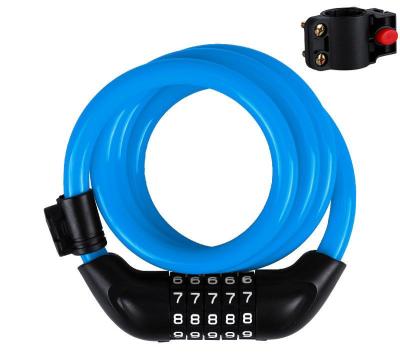 China Steel BA015 Bicycle lock electric bike five-bit code lock mountain bike bar wire ring lock anti-theft riding equipment accessory for sale