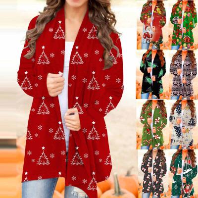 China New Latest European And American Breathable Christmas Coat Digital Printing Leisure Coat Women for sale