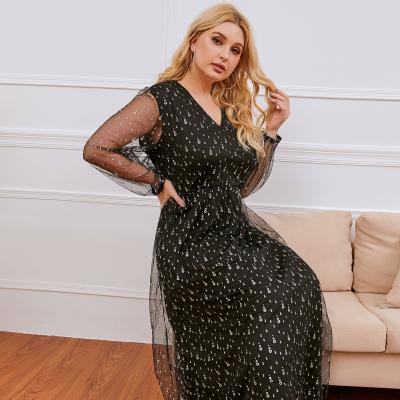 China Breathable European Casual Dress Plus Size Sleeve Lace Sequin Dress For Wedding Even Women Middle East Dress for sale