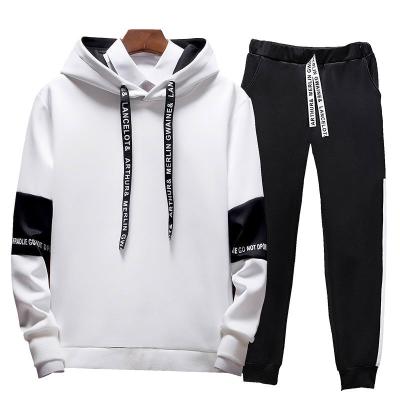 China Custom Made Winter Solid Color Breathable Sleeve Long Winter Hoodies Leisure Comfortable Men's Tracksuits 2 Piece Sets for sale