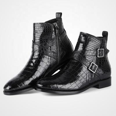 China Customized Light Weight Logo Mens Crocodile Boots Genuine Leather Boot For Men for sale