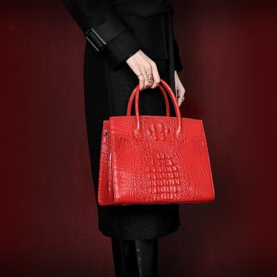 China Fashion Office Lady Premium Handbag Custom Made Leather Handbag with Good Quality Crocodile Skin for sale