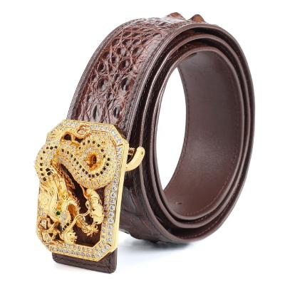 China Custom Made Luxury High Quality Luxury Waist Belt Men's Italian Crocodile Leather Buckle Belt Gold Fashion Belt for sale