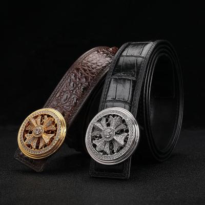 China Luxury Genuine Leather Mens Belt Man Crocodile Belt Luxury Belt With Buckle for sale