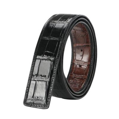 China Luxury Manufacturers Genuine Crocodile Skin Leather Mens Belts Double Side With Steel Buckle for sale