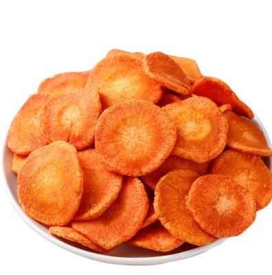 China Low Temperature Dry Vacuum Fried VF Green Vegetables Dried Carrot Crispy Slices Rings Delicious Snacks for sale