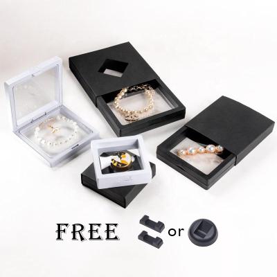 China Jewellry Promo 7*7*2cm 3D Frame Display Case Jewelry Wholesale Floating Coin Gem Travel Organizer Packaging Box With Stands for sale