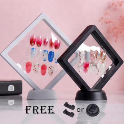 China Jewellry PE Film 3D Frame Jewelry Display Box Antioxidant Custom Clear Floating Acrylic Medals Coin Packing Press On Nail Packing Box for sale