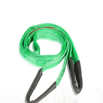 China Shaoxing Factory Custom High Strength 100% Polyester 100% 6:1 2t Polyester Green Flat Eye Webbing Sling for sale