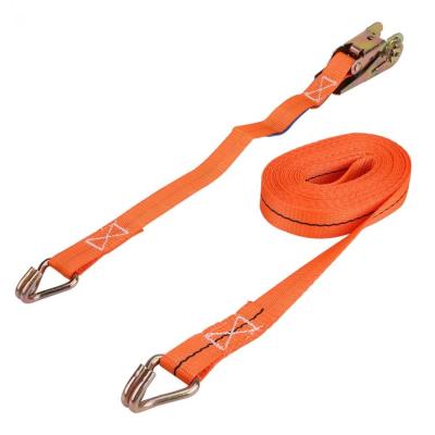 China High Quality Polyester Good Stretch J-Hook Double Cargo Lashing Ratchet Tie Down Straps for sale