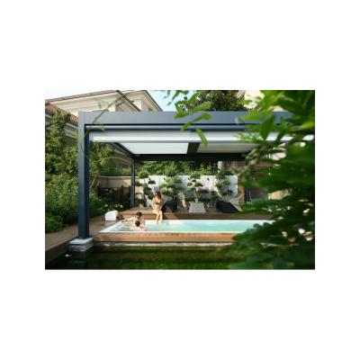 China Contemporary Design Aluminum Manual Sunshade Roof Canopy Easily Assembled Outdoor Pergola for sale