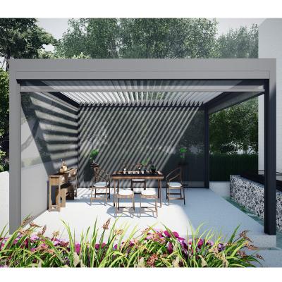 China Easily Assembled Customized Powder Coated Electric Curving Awnings Pergola Deck Durable Tent For Swimming Pool for sale