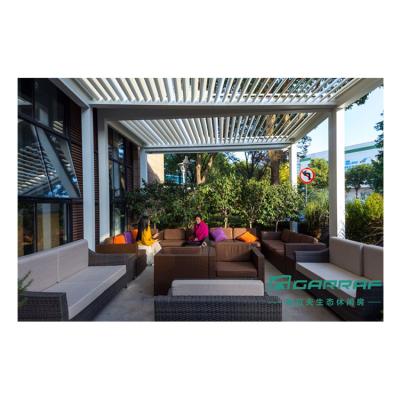 China Easily Assembled Waterproof Aluminum Garden Furniture Outdoor Patio Pergola Roof Motorized Opening Awning for sale