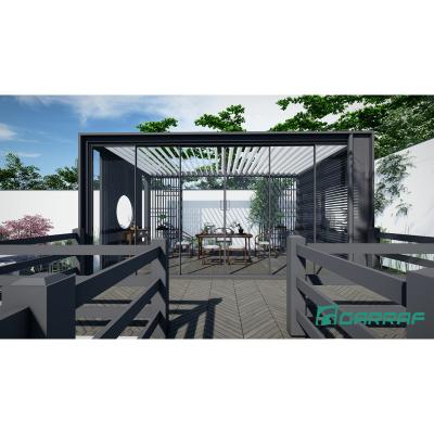 China OEM Outdoor Louvered Waterproof Sunshade System Easily Assembled Bioclimatic Motorized Aluminum Roof Pergola for sale