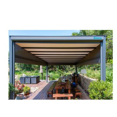 China PVC Sun Shade PVC Bioclimatic Aluminum Pergola Sliding Retractable Porch Tents Roof Systems for sale