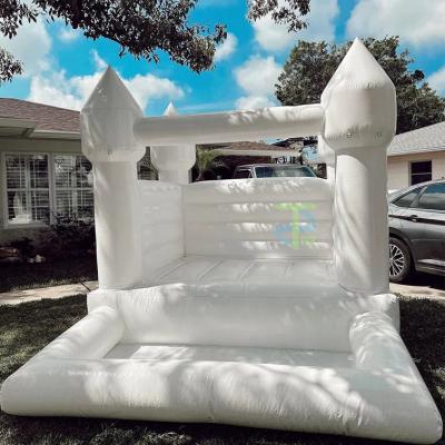 China Outdoor Entertainment 10*8ft Inflatable Bounce House with Ball  pit White Jumping Castle Bouncer for Wedding Party,Carrying Repair Bag for sale