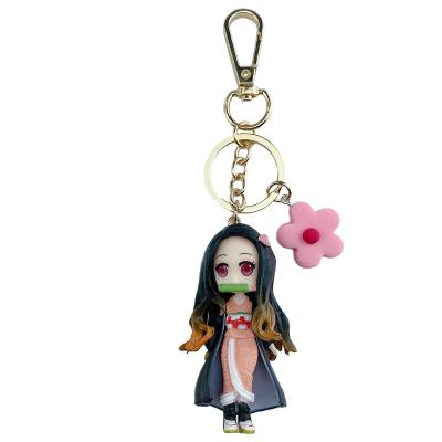 China LDD 100072 full 3d cartoon character keychain Japan logo anime cute figure plastic cute demon killer soft PVC key chain for sale