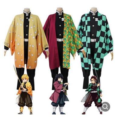 China Cosplay Costume HWA Ecowalson Anime Demon Slayer Kimetsu No Yaiba Zenitsu Women Kids Men Kimono Uniform Giyu Tanjirou Kamado Nezuko Cosplay for sale