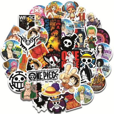 China 50pcs/set Luffy Sticker HWA 100210 Decorative Wholesale Waterproof Anime Stickers Custom One Piece Stickers for sale