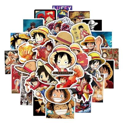 China Decorative Sticker HWA 100211 Customized Printing 50pcs/set Stickers Anime Stickers Waterproof One Piece Luffy Sticker for sale