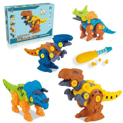 China LDD 100115 Kid's DIY Disassembly Dinosaur Toys Triceratops Puzzle STEM Model Building Assemble Building Blocks With Screw 20*5.8*11.5cm for sale