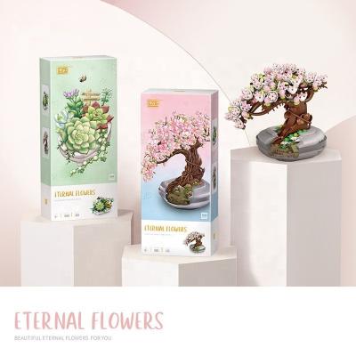 China DIY TOY Building Block New HWA 100807 Trees Artificial Potted Flowers Plants For Kids Gift for sale