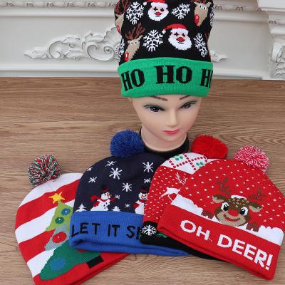 China Cotton LDD 100394 Christmas Decoration Supplies Adult Children Knitted Christmas Hat Colorful Knitted Hat for sale