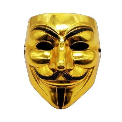 China Guy Fawkes Hacker Adults Festival Celebration HWA White Gold White Gold Anonymous Facemask Hacker V-Vendetta Facemask PVC Halloween Costume Black Fantasy Game for sale