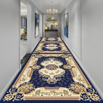 China Blue Oriental Blankets Custom Pattern Size Washable Non Slip Hallway Runner Blanket for sale