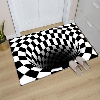 China Washable Visual Black White Area Rugs Rugs Living Room Rugs And Chair Covers 3D Door Mats Home Custom Kitchen Cover for sale